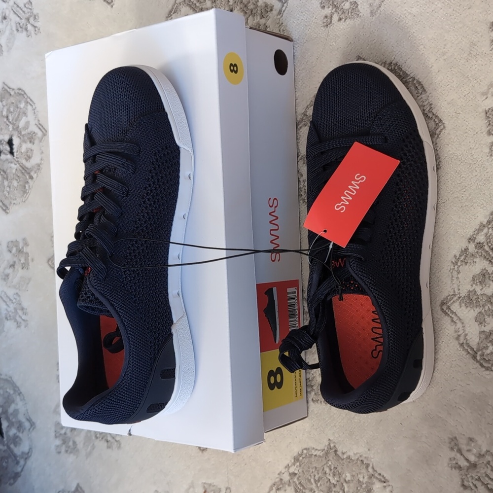 NEW Sz 8: SWIMS NAVY BLUE Breeze Tennis Knit Shoes men’s